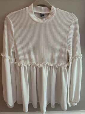 SHEIN white ruffle detail top
